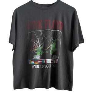 Pink Floyd World Tour ’87 Graphic Tee Raw Hem Rock Band Shirt Size M